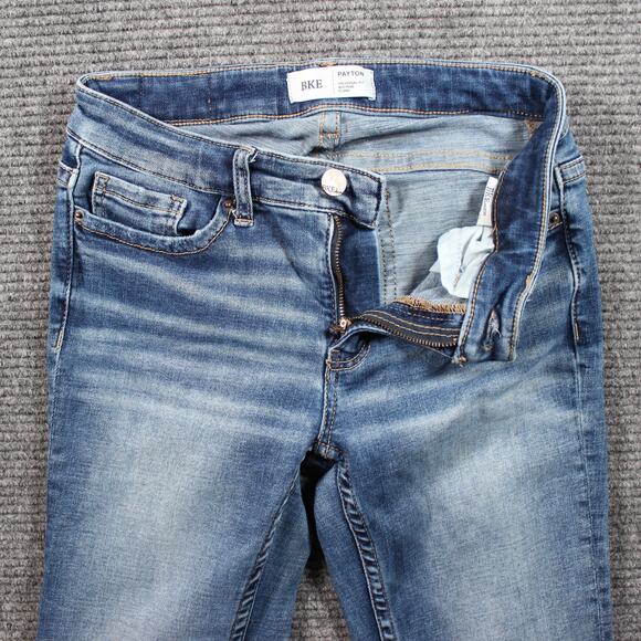 BKE Payton Jeans Womens 25x34 Light Wash Flare Distressed Hem - Picture 4 of 11
